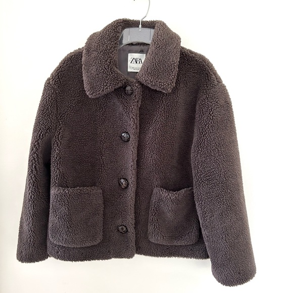 Zara Jackets & Blazers - ZARA Faux Fur - Dark Brown - Button Front Jacket w/Collar & Pockets M